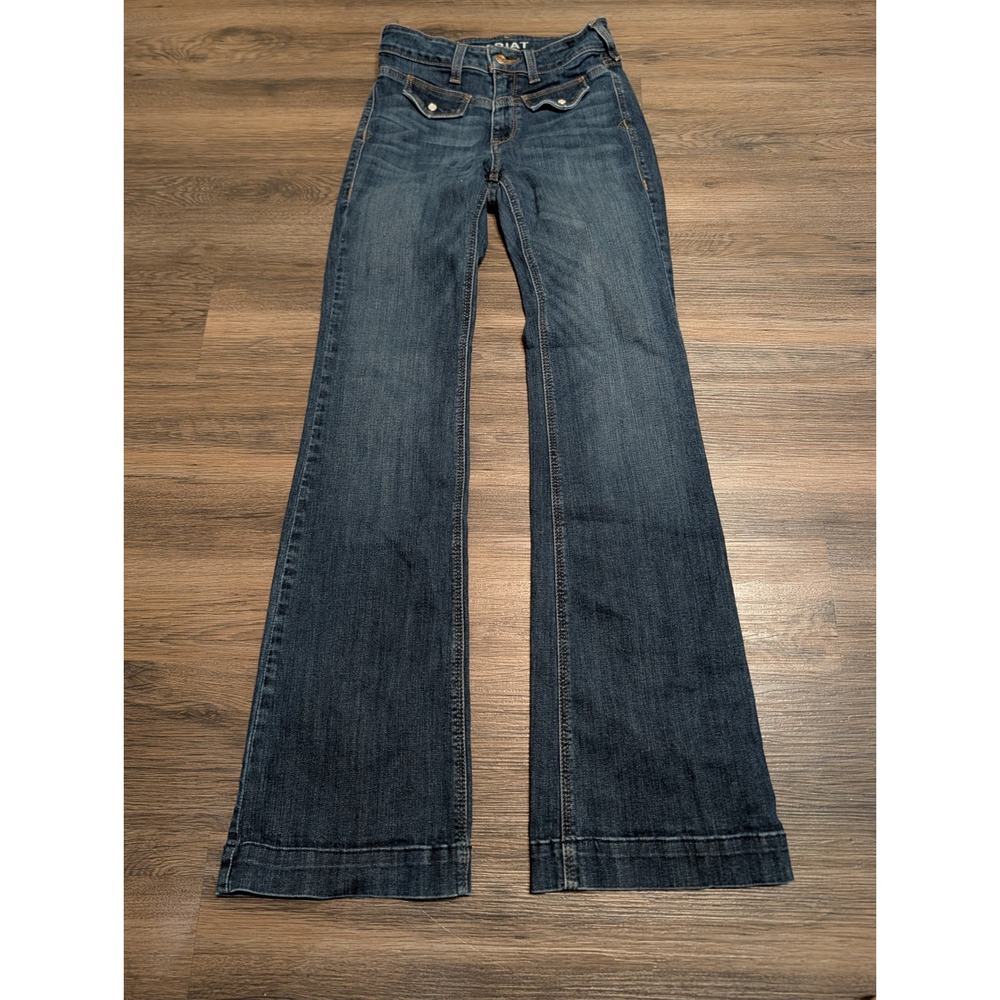 Ariat Slim Trouser High Rise Dark Wash Stretch Denim Jeans 26R Front Pockets